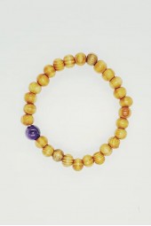 SALE - Medinių karoliukų apyrankė su ametistu