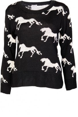 Juodas Horses megztinis