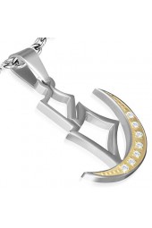 SALE - Kaklo papuošalas ,,Half moon" su cirkonio kristalu