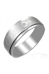 SALE - Plieninis žiedas su Lyties simboliais